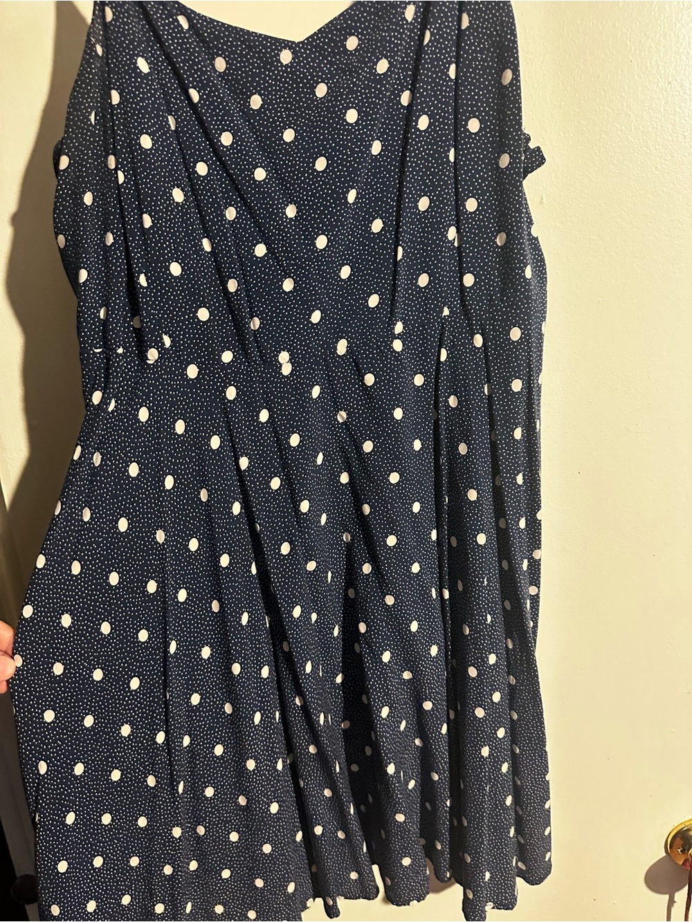Old Navy Navy and White Polka Dot Midi Dress